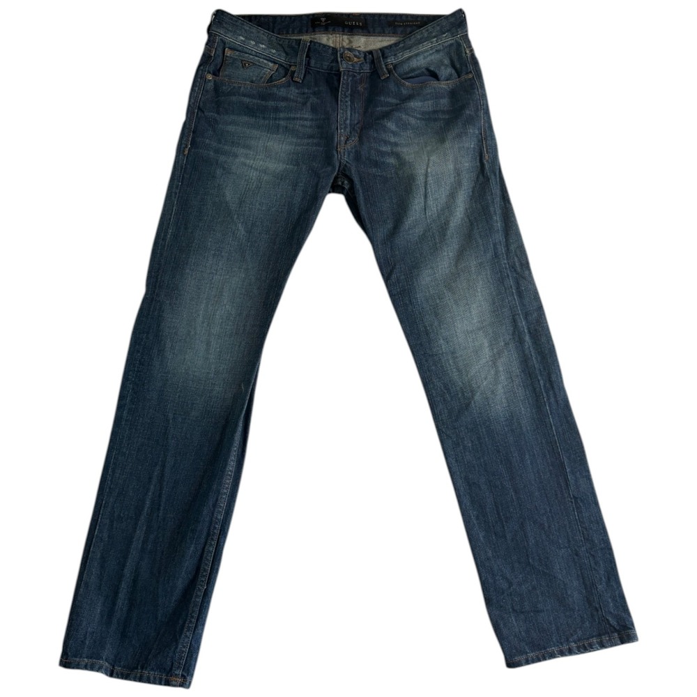 Guess Los Angeles Slim Straight Jeans Men 31 Blue Denim Authentic Stretch Travel